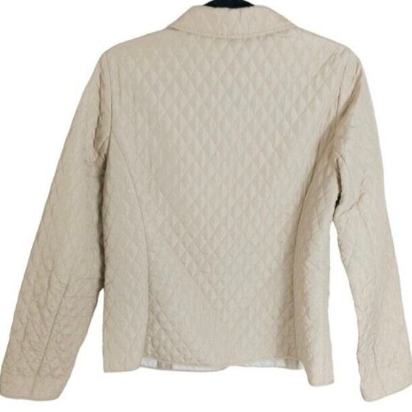 Briggs Size 10 Quilted Women's Cream Beige Thin Snap Front Jacket Tan New York - Picture 2 of 8